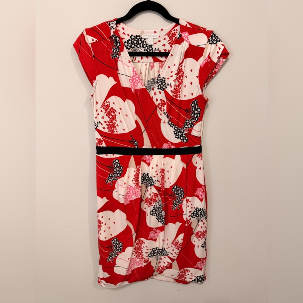 New York & Company Red Floral Mini Dress